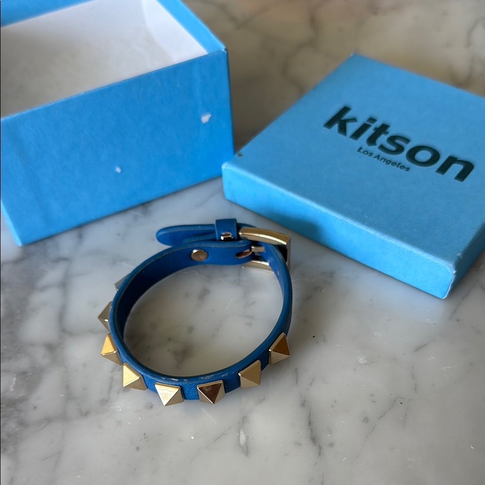 Kitson Blue Bracelet with Gold Studs